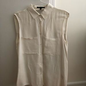 Maje Silk White Open Back Blouse